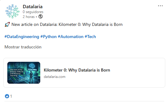 Post automatically published on linkedin