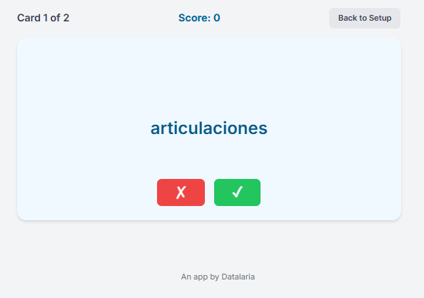 Example of an answer card