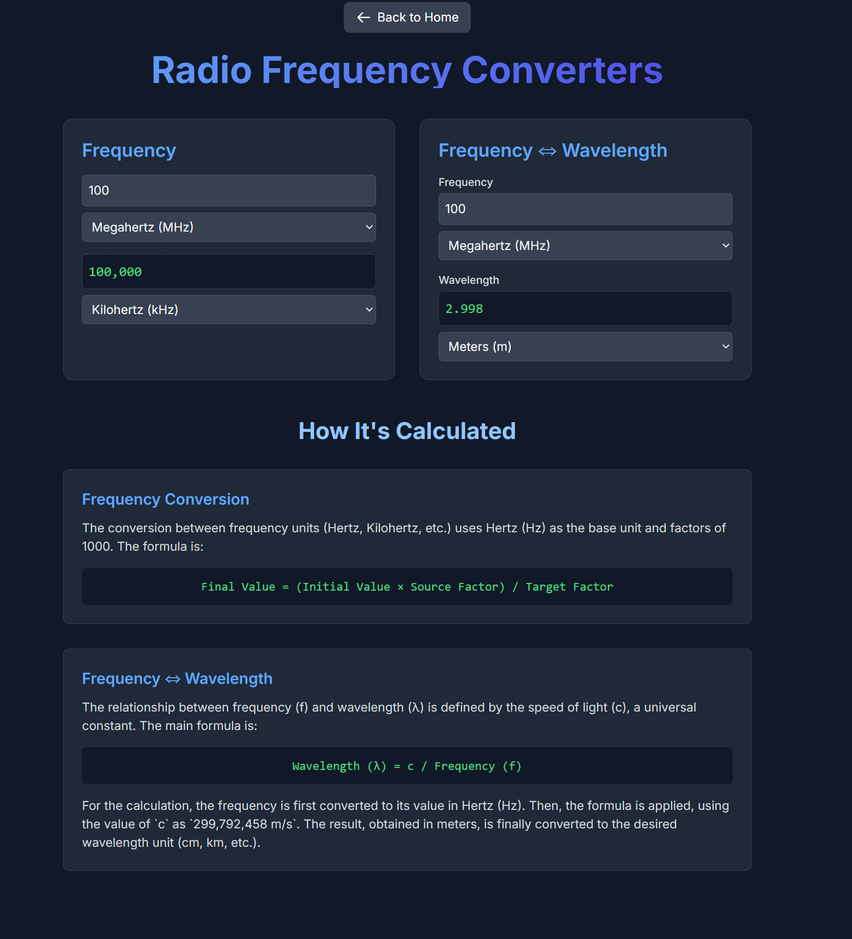 Conceptual image of the Radiofrequency Converter Page