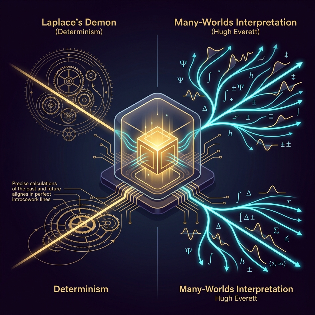 The foundational scientific conflict of DEVS: Laplace's Determinism versus Hugh Everett's Many-Worlds Interpretation