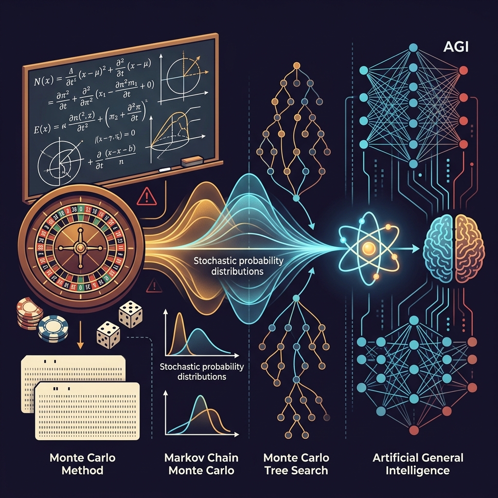 Technical progression: from neutron diffusion equations and the Monte Carlo method in Los Alamos to stochastic reasoning in AGI