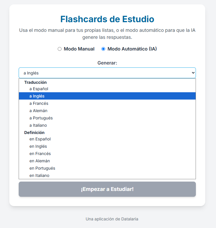 Opciones de traducción de la herramienta