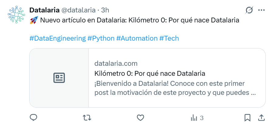 Post publicado automáticamente en twitter