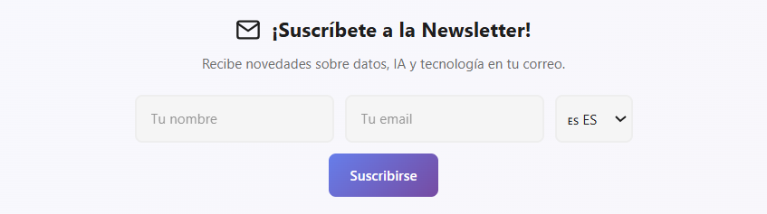 Footer Datalaria para la suscripción a la Newsletter